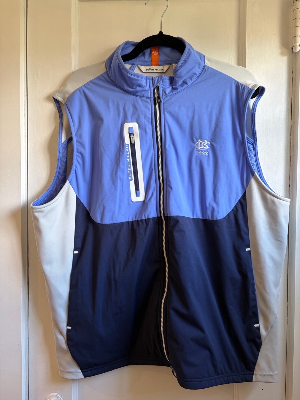 Peter Millar Golf Vest Mens XL Full Zip Blue Colorblock Performance Hybrid 1922